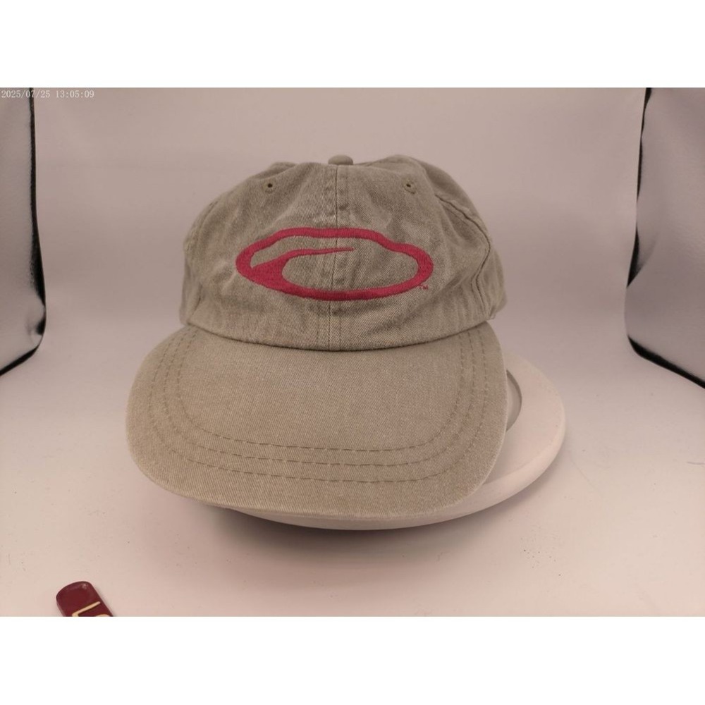 ADAMS Dad Hat Mens OS Gray Excellent Cotton Leather Strapback Red Logo Cap
